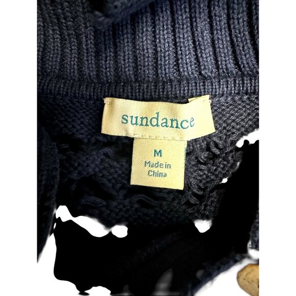 Sundance Women’s Medium Navy Crochet Knit Sweater – 100% Cotton Boho Beach M - Picture 6 of 7